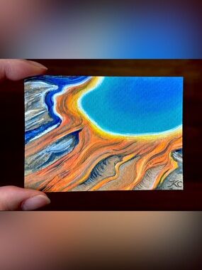 ACEO Original Grand Prismatic Yellowstone National Park Acrylic - PaperTrailbyKC